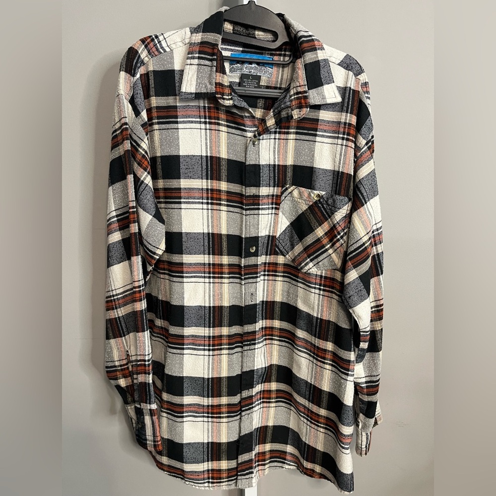 TC Black and White Plaid Men's Casual Flannel Shirt